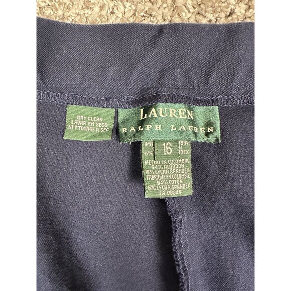 Lauren Ralph Lauren Pants Size‎ 16 Navy Stretch  Straight Leg Career Trousers - Picture 9 of 13